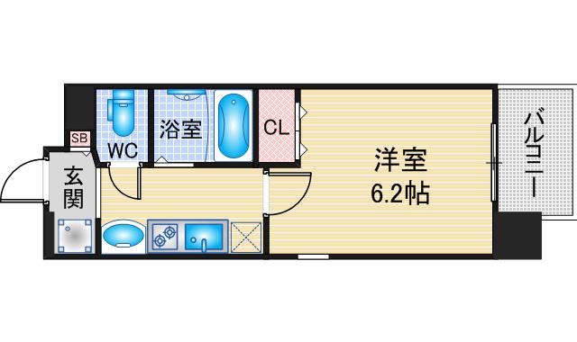パルティール城西(1K/5階)の間取り写真