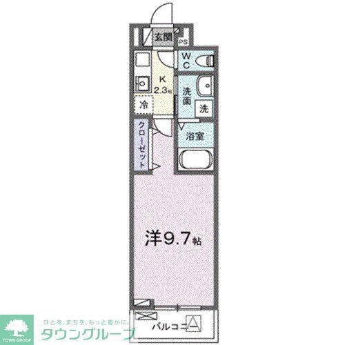 ヒカルサ三郷中央(1K/2階)の間取り写真