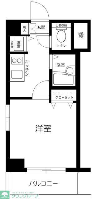 ヴィータローザ東府中(1K/2階)の間取り写真