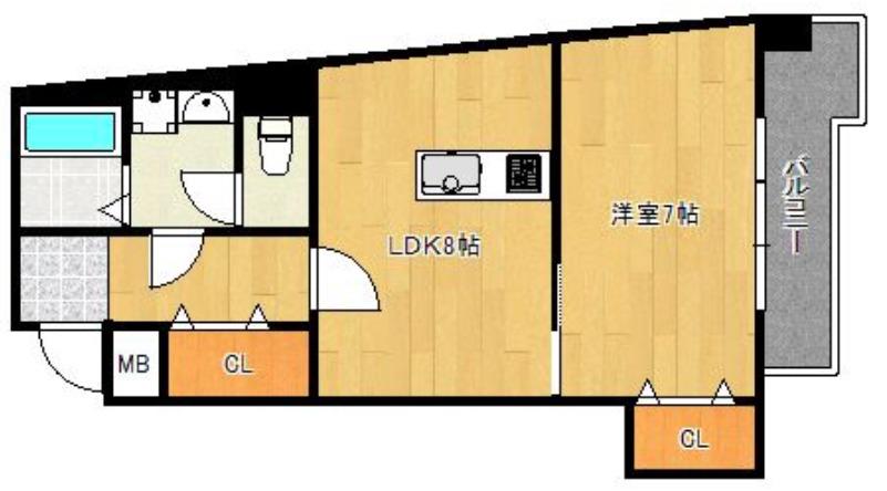久留米ビル(1LDK/5階)の間取り写真