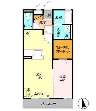 アヴェニール志津A(1LDK/3階)の間取り写真