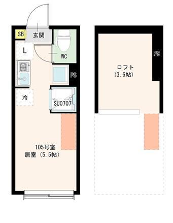 HARUMI上高井戸(ワンルーム/1階)の間取り写真