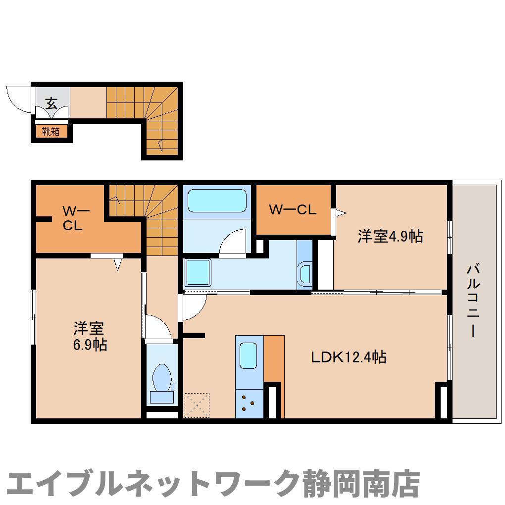ウィット高岡(2LDK/2階)の間取り写真