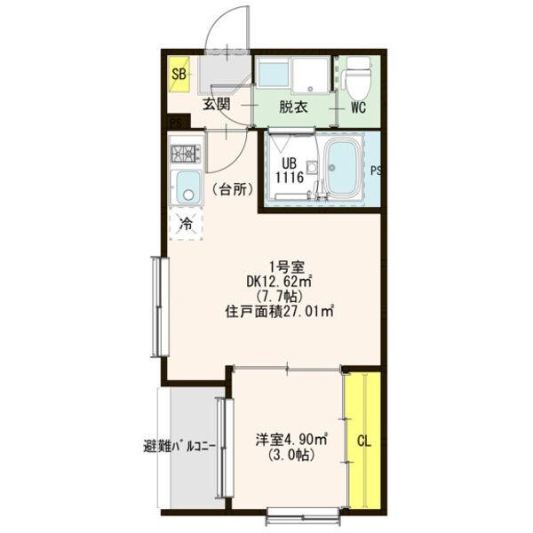 EALING APARTMENT(1DK/1階)の間取り写真