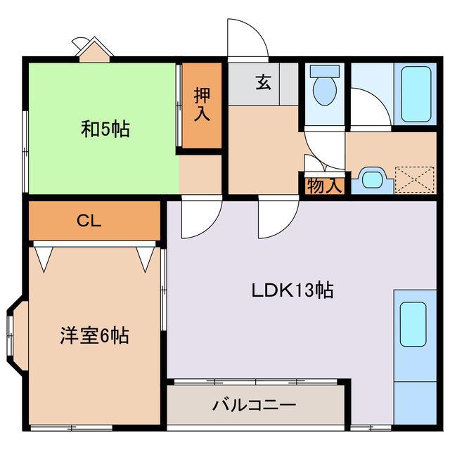 YFハイツ A(2LDK/2階)の間取り写真