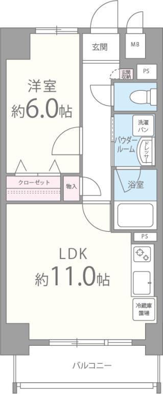 アルシオネ(1LDK/6階)の間取り写真