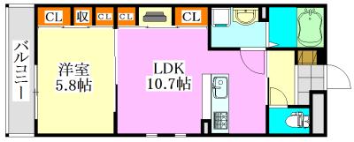 リブリ・ESPACIO(1LDK/1階)の間取り写真