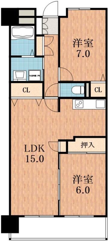 東部市場前レジデンス(2LDK/4階)の間取り写真