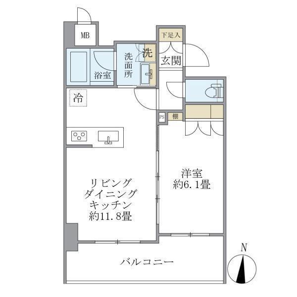 レクシード両国駅前(1LDK/7階)の間取り写真