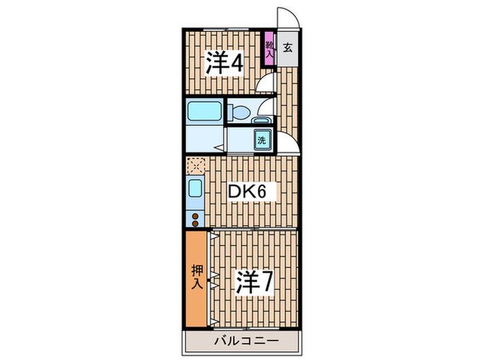 ニューポ-ト(2DK/2階)の間取り写真