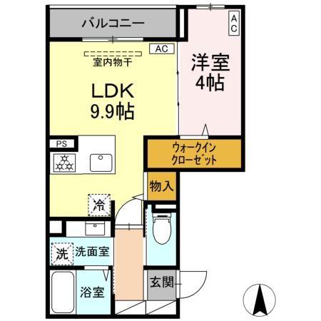 セレスティア中野上高田(1LDK/2階)の間取り写真