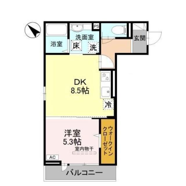 シャインソレイユ(1DK/1階)の間取り写真