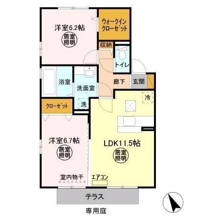 ヴェルデコリーナ 参番館(2LDK/1階)の間取り写真