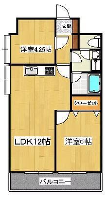 ダイアパレス栗林(2LDK/3階)の間取り写真