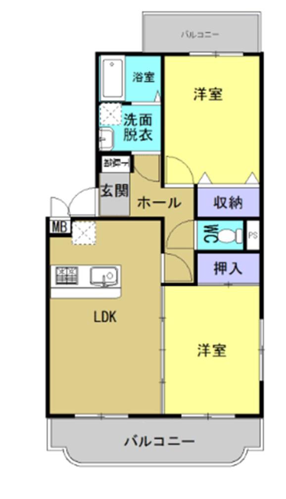 ユーミー築地(2LDK/1階)の間取り写真