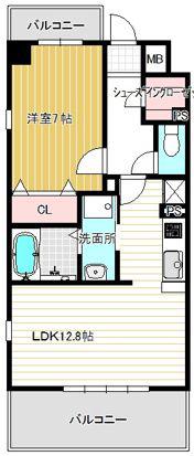 タワービレッジ(1LDK/1階)の間取り写真