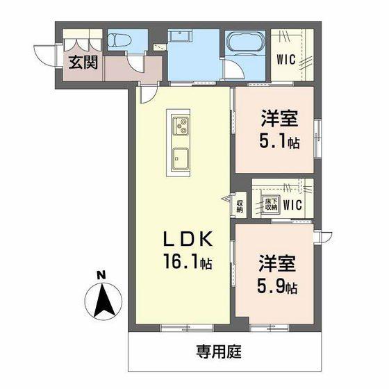グランフィール(2LDK/1階)の間取り写真