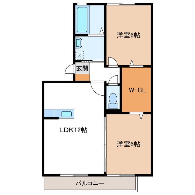 サントガスパーレA棟(2LDK/2階)の間取り写真