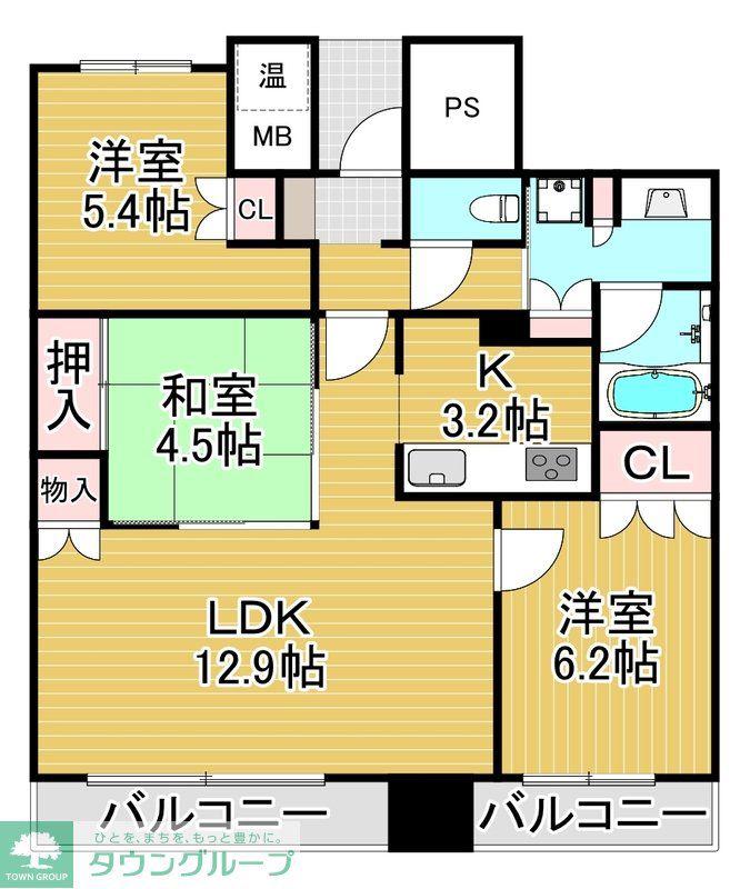 プレミスト千早タワー ツインマークス(3LDK/27階)の間取り写真