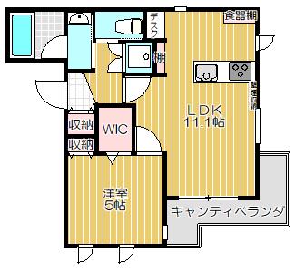 FIFTH AVE(1LDK/3階)の間取り写真