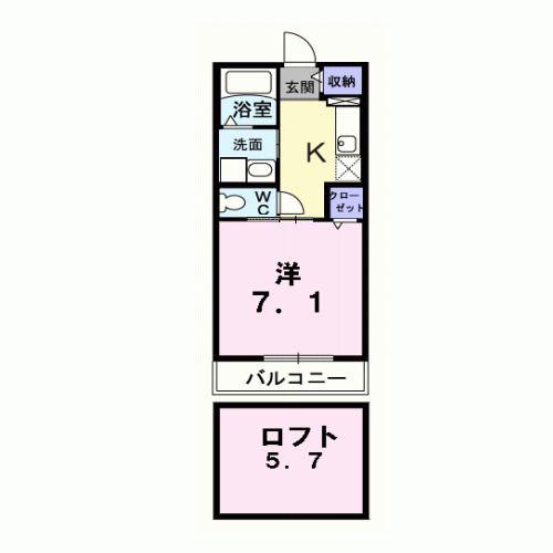 ビル ベリー(1K/2階)の間取り写真