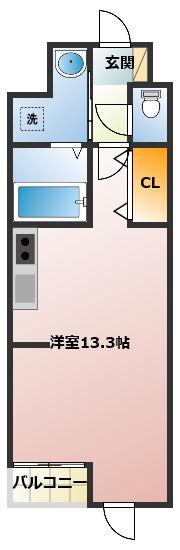楠木の森(ワンルーム/2階)の間取り写真
