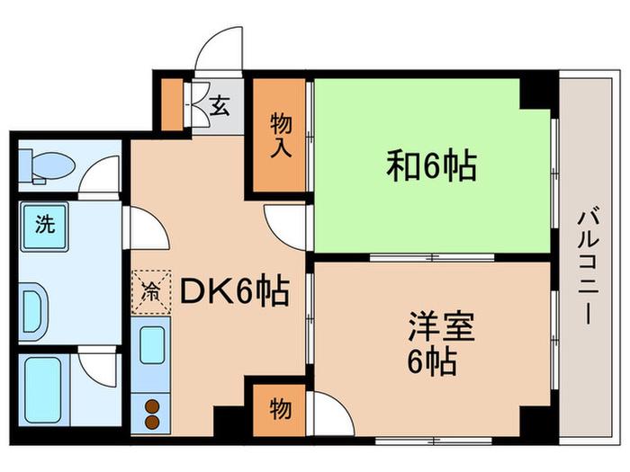 エースハイツ綾部(2DK/4階)の間取り写真