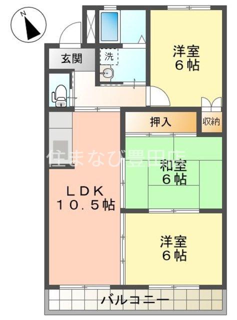 エステート前山(3LDK/1階)の間取り写真