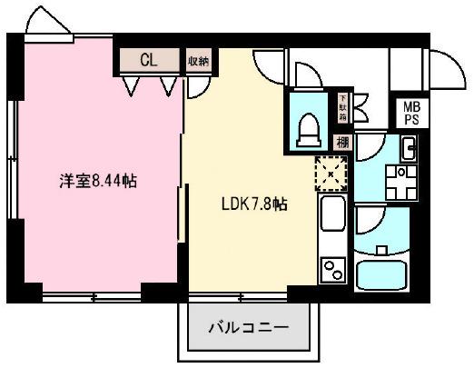 グランドソレイユVIII(1LDK/4階)の間取り写真