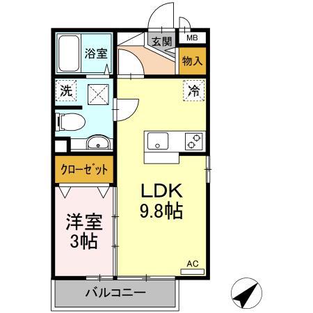 GRAND・MER(1LDK/1階)の間取り写真