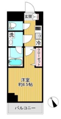 ショーケンレジデンス横浜反町(1K/4階)の間取り写真