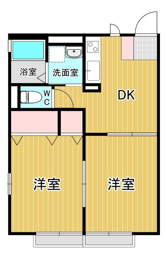 レジデンス薬師堂A(2DK/2階)の間取り写真