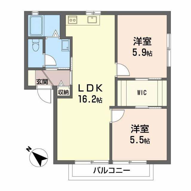 エクセルコートB棟(2LDK/2階)の間取り写真