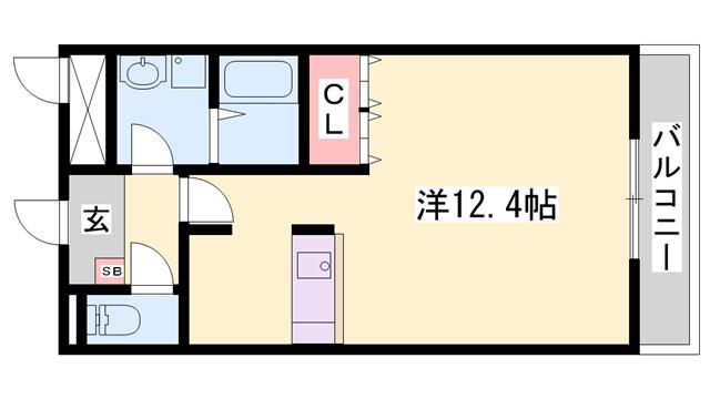 ウィンドヒル(1K/2階)の間取り写真