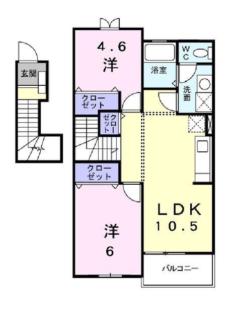 サンパティーク メゾン(2LDK/2階)の間取り写真