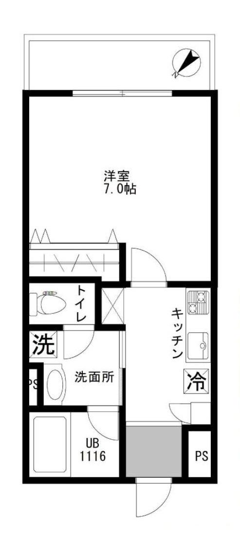 ブルーム(1K/4階)の間取り写真