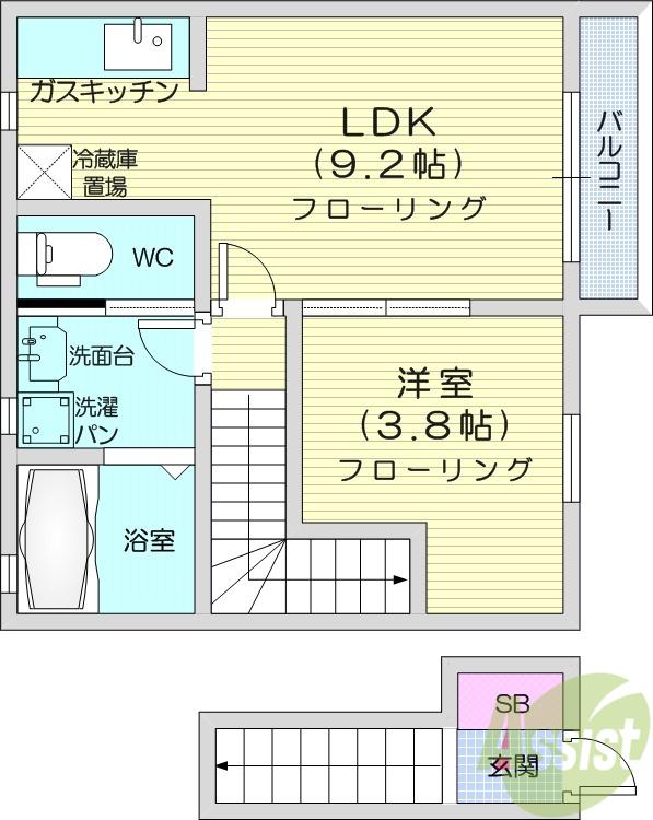 SOLEIL HINA2(1LDK/2階)の間取り写真