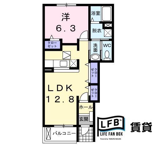 グリーンコートD(1LDK/1階)の間取り写真