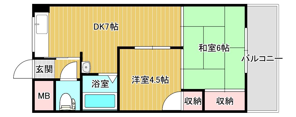オリンピヤコープ(2DK/3階)の間取り写真