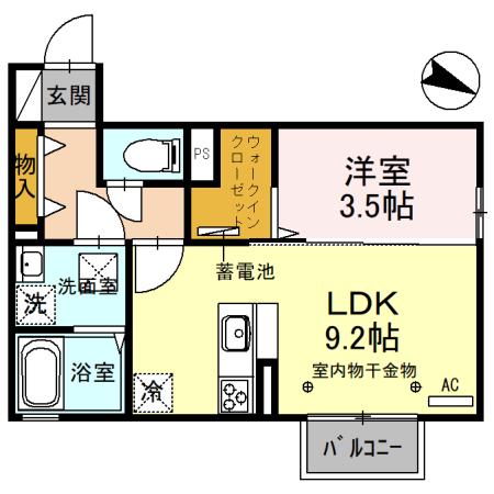 シェレトワレ上冨居 A棟(1LDK/1階)の間取り写真