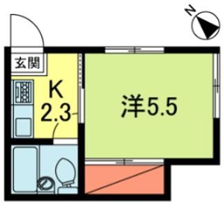 シャトレーみずほ2(1K/1階)の間取り写真
