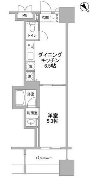 パークフラッツ横濱公園(1DK/5階)の間取り写真