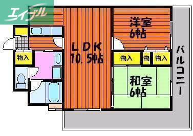 ライオンズマンション岡山南(2LDK/12階)の間取り写真