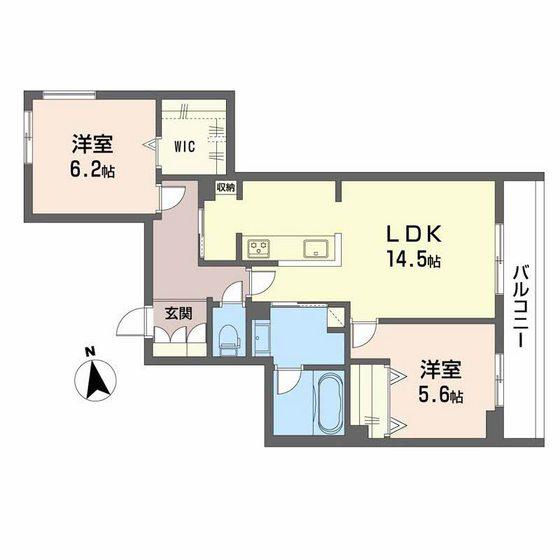 ベレオ大堂(2LDK/3階)の間取り写真