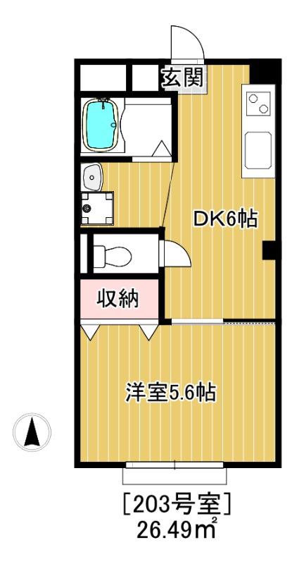 ジュネス立野(1DK/2階)の間取り写真