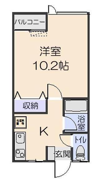 メルヴェイユ城下(1K/2階)の間取り写真