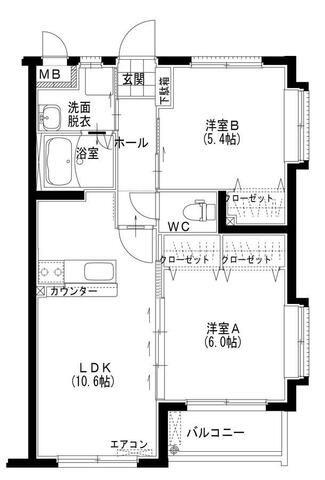 ユーミーひまわり(2LDK/3階)の間取り写真
