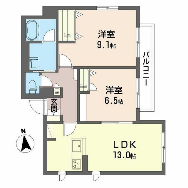 クレールコート下北沢(2LDK/2階)の間取り写真