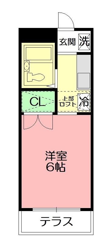 ベルシャトー(ワンルーム/2階)の間取り写真