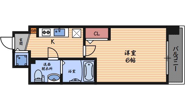 エスリード梅田グランノース(1K/6階)の間取り写真